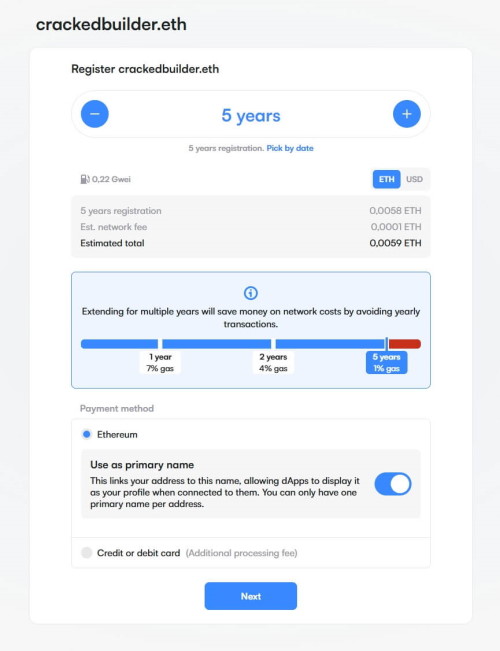 Select years and set Primary Name during checkout