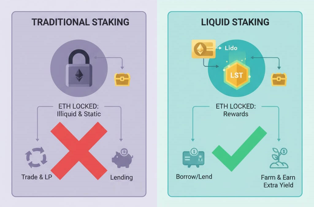 Traditional Staking vs Liquid Staking